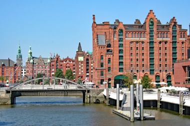 Blick auf die Speicherstadt von Hamburg