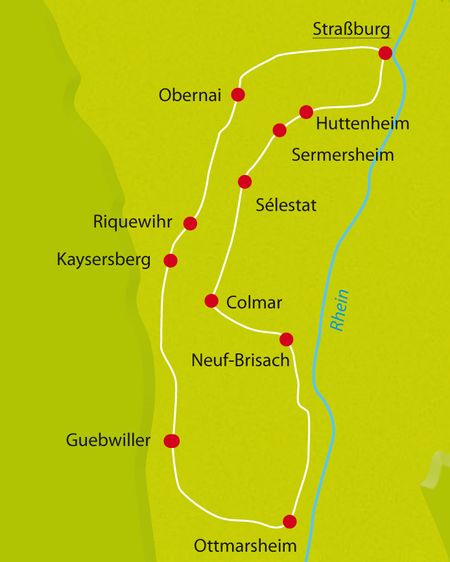 Karte Radtour Bilderbuch Elsass