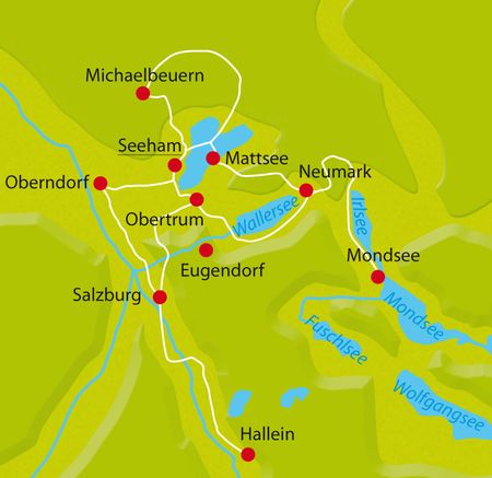 Karte Radtour Salzburger Seenlandschaft