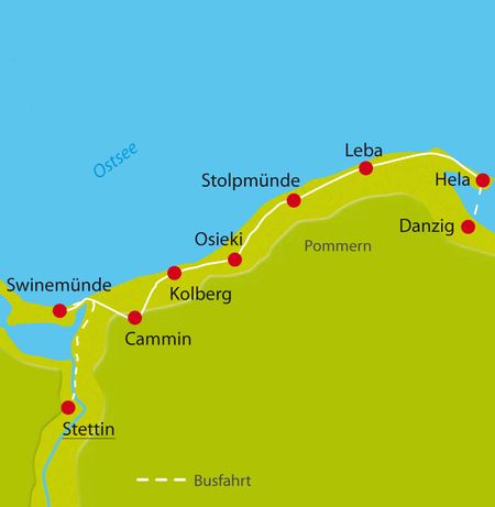 Karte Radtour Ostsee und Pommern