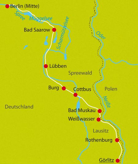 Karte Radreise Görlitz-Berlin