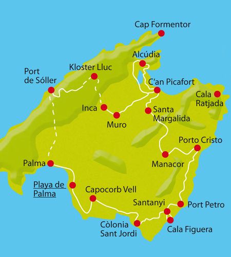 Karte Radtour Mallorca