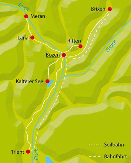 Karte Radtour Bozen-Sternfahrt