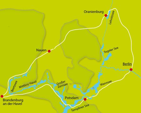 Karte Radtour Berliner Seen