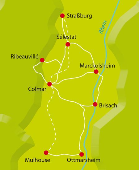 Karte Radtour Colmar Sternfahrt