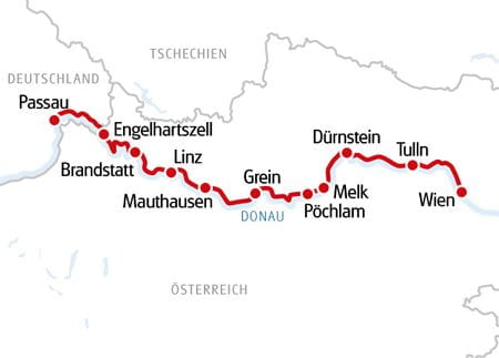 Karte Donau Rad und Schiff