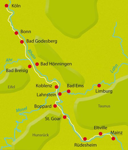 Map Bike Tour Rhine
