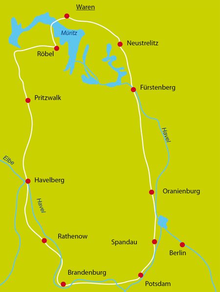 Karte Radurlaub Havel-Radweg