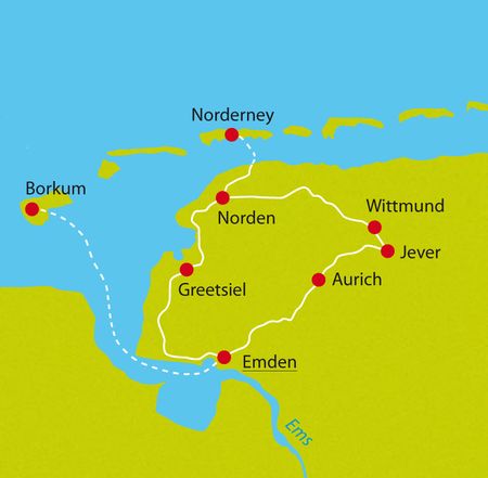 Karte Ostfrieslands Inseln