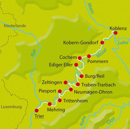 Karte Mosel-Radweg-Winzertour