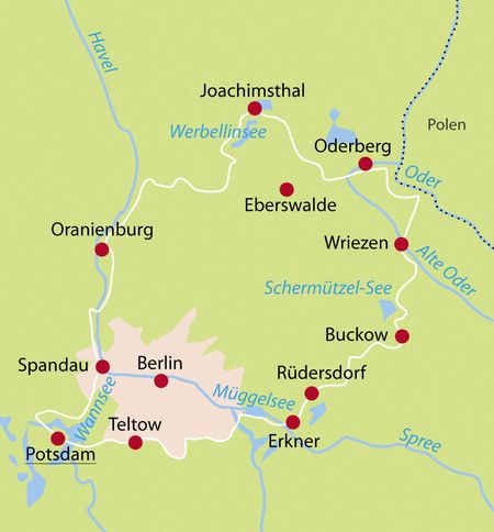 Kartenvorlage Havel- Oder und Spreelandschaften