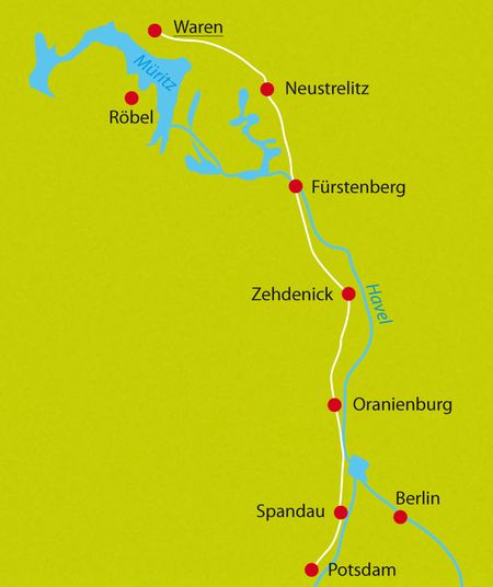 Karte Radreise Havel-Radweg
