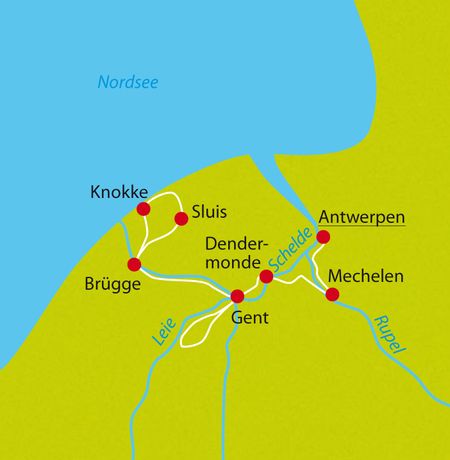 Karte Radtour Flandern