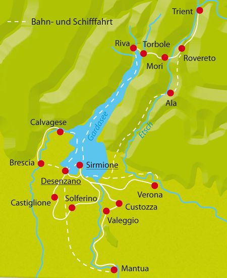 Karte Radtour Gardasee-Sternfahrt
