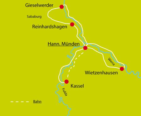 Radtour Weser Sternfahrt Karte