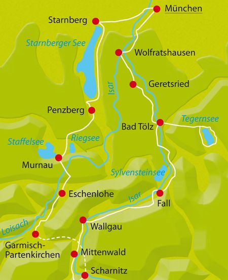 Map Bike Tour Munich Lake District