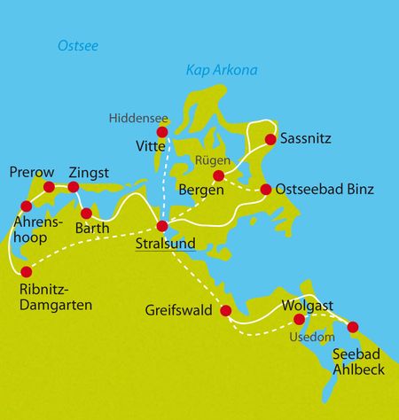 Karte Radtour Stralsund