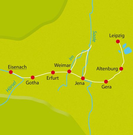 Radreise Karte Thüringen
