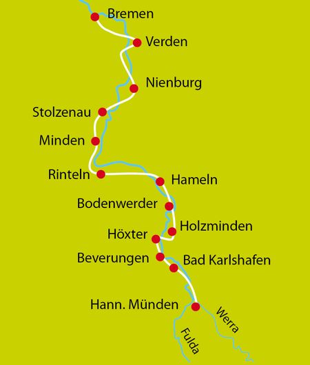 Karte Radtour Weser Sportlich